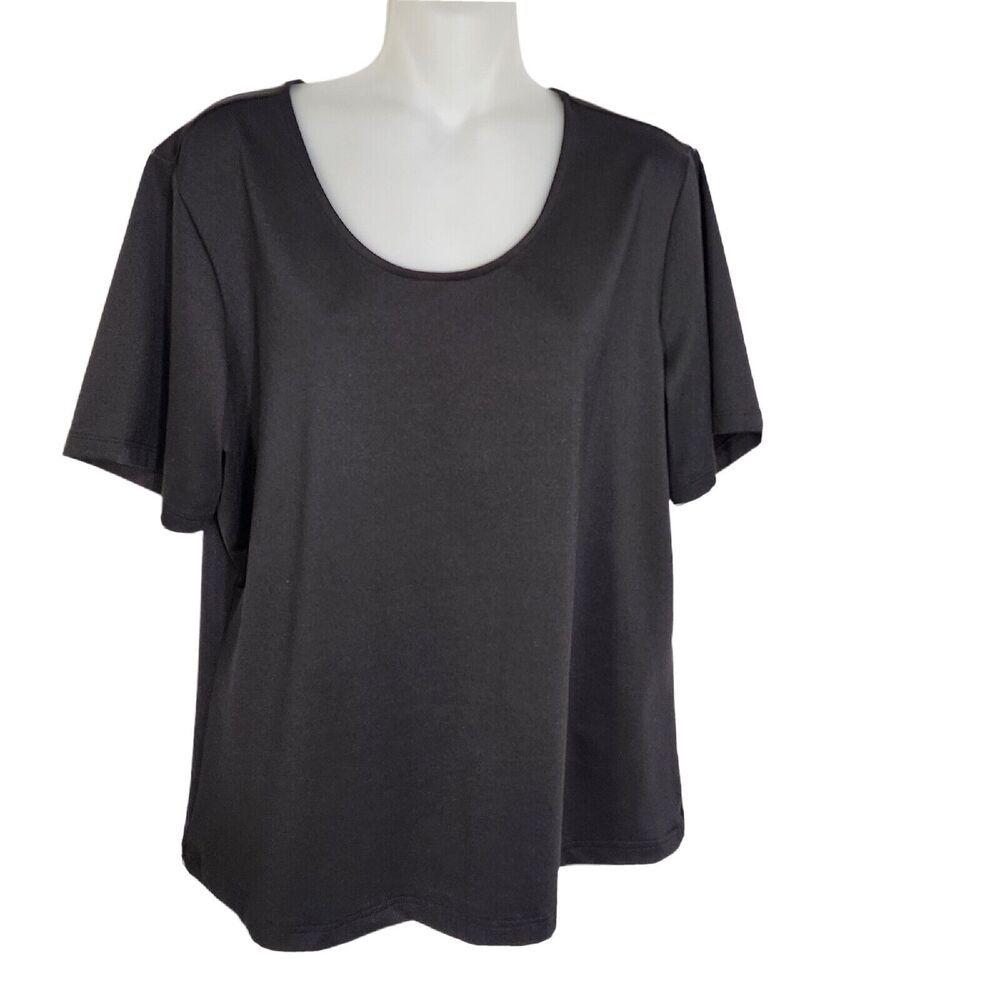 Susan Graver Womens Top L Essentials Butterknit Short Sleeve Scoop Neck A213551